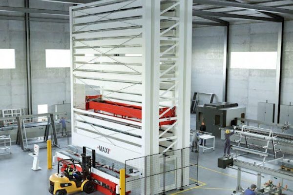 MAXI L automated vertical storage for long materials such as bars, tubes and profiles